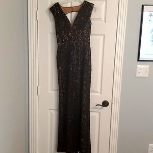 BCBG Long formal black sequin dress